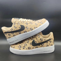 Custom AF 1s Shoes Classic Beige Base with Black Leopard Spots