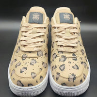 Custom AF 1s Shoes Classic Beige Base with Black Leopard Spots