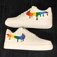 Custom AF 1s Shoes Colorful Rainbow Dripping Swoosh