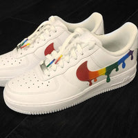 Custom AF 1s Shoes Colorful Rainbow Dripping Swoosh