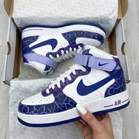 Custom AF 1s Shoes Cracked Pattern Purple Navy