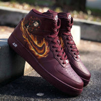 Custom AF 1s Shoes Demon Slayer Theme Burgundy Orange