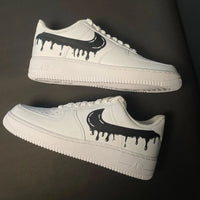 Custom AF 1s Shoes Dripping Design Black White