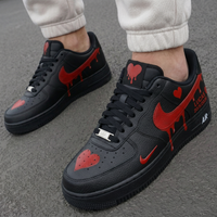 Custom AF 1s Shoes Dripping Hearts Custom Black Red