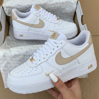 Custom AF 1s Shoes Elegant Beige Gold