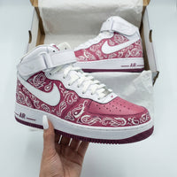 Custom AF 1s Shoes Elegant Maroon White Paisley Swirl