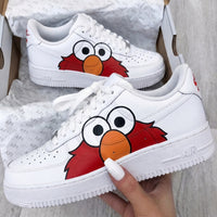 Custom AF 1s Shoes Elmo Print Red Orange