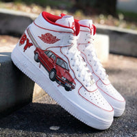 Custom AF 1s Shoes Energetic Red Car Theme