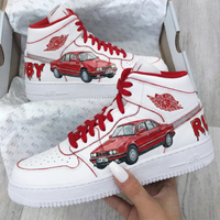 Custom AF 1s Shoes Energetic Red Car Theme