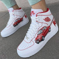 Custom AF 1s Shoes Energetic Red Car Theme