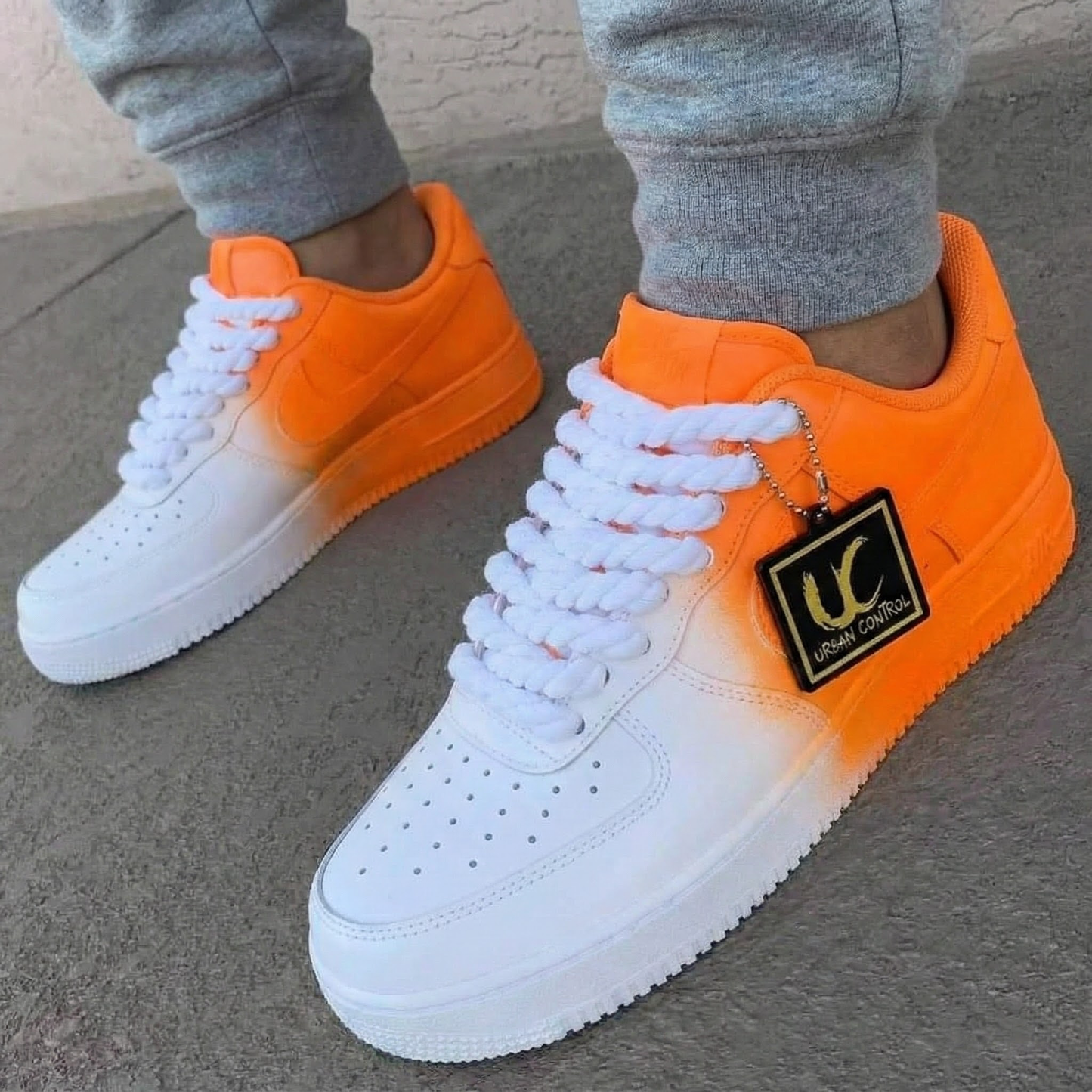 Custom AF 1s Shoes Energetic Sunset Ombre Orange White