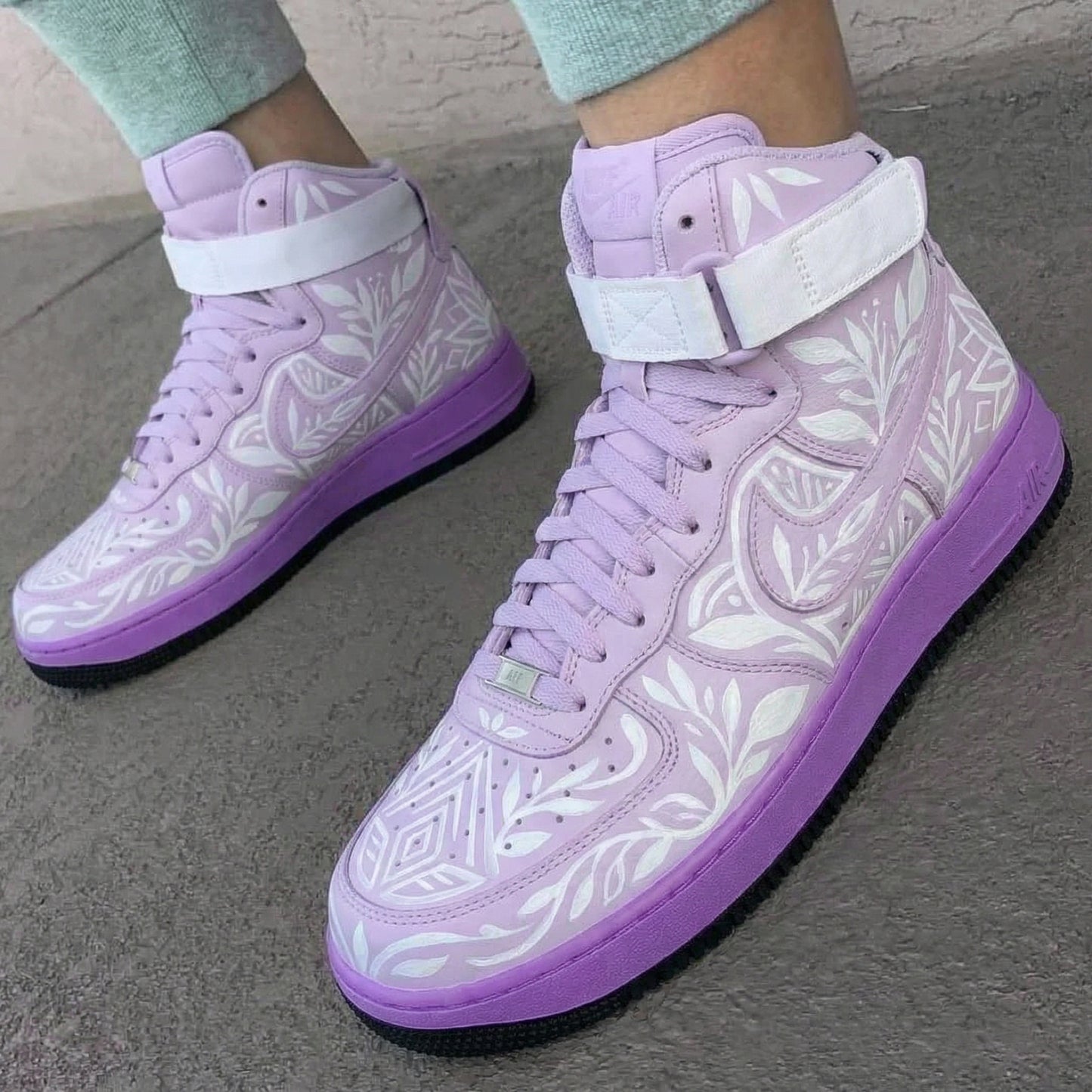 Custom AF 1s Shoes Ethereal Light Purple White Floral
