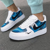 Custom AF 1s Shoes Galaxy Pattern Blue Black
