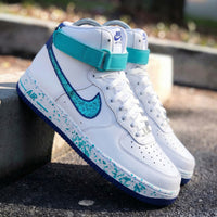 Custom AF 1s Shoes Glitter Teal Blue