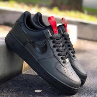 Custom AF 1s Shoes Glossy Swoosh Black Red