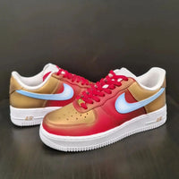 Custom AF 1s Shoes Gold Red Baby Blue