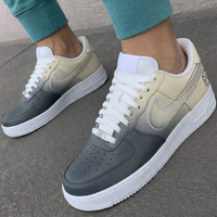 Custom AF 1s Shoes Gradient Gray Beige