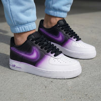 Custom AF 1s Shoes Gradient Purple Black Thick Shoelaces