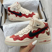 Custom AF 1s Shoes Heart Pattern Red Black