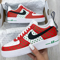 Custom AF 1s Shoes Heart Pattern Red Green