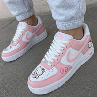 Custom AF 1s Shoes Hello Kitty Baby Pink White