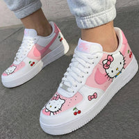 Custom AF 1s Shoes Hello Kitty Cherries Bows Baby Pink