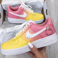 Custom AF 1s Shoes Hello Kitty Teddy Bear Pink Yellow