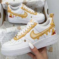 Custom AF 1s Shoes Honey Drip Bees Winnie The Pooh Yellow White