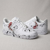 Custom AF 1s Shoes Koi Fish Black Splatter Black Red