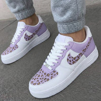 Custom AF 1s Shoes Leopard Print Light Purple