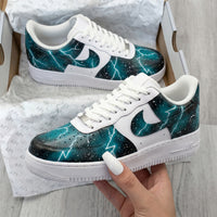 Custom AF 1s Shoes Lightning Galaxy Teal