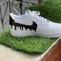 Custom AF 1s Shoes LV Drip Design Black White