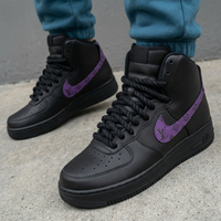 Custom AF 1s Shoes LV Logo Black Purple