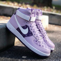 Custom AF 1s Shoes LV Pattern Baby Purple White