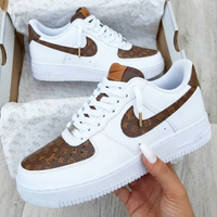 Custom AF 1s Shoes LV Pattern Brown White