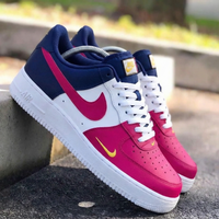 Custom AF 1s Shoes Magenta Navy Yellow