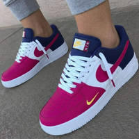 Custom AF 1s Shoes Magenta Navy Yellow