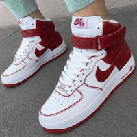Custom AF 1s Shoes Maroon Red Color