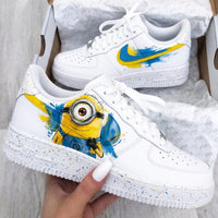 Custom AF 1s Shoes Minion Pattern Yellow Blue