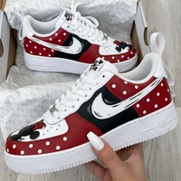 Custom AF 1s Shoes Minnie Mouse Polka Dots Red Black