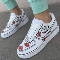 Custom AF 1s Shoes Naruto Pattern Black Red
