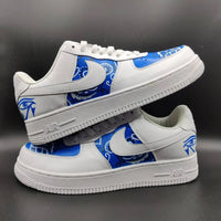 Custom AF 1s Shoes Navy Blue Bandana