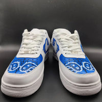 Custom AF 1s Shoes Navy Blue Bandana