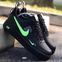 Custom AF 1s Shoes Neon Green Accents Black