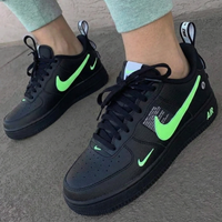 Custom AF 1s Shoes Neon Green Accents Black