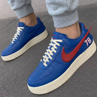 Custom AF 1s Shoes Number 78 Red Swoosh Blue Red