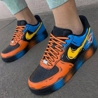 Custom AF 1s Shoes OKC Logo Cartoon Style Blue Orange Black