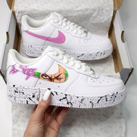 Custom AF 1s Shoes One Piece Splatter Black Gray Purple Green