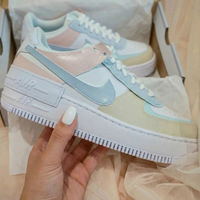 Custom AF 1s Shoes Pastel Baby Pink Baby Blue