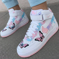 Custom AF 1s Shoes Pastel Butterfly in Pink and Blue